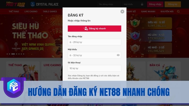 Hướng dẫn đăng ký NET88 chi tiết theo 4 bước