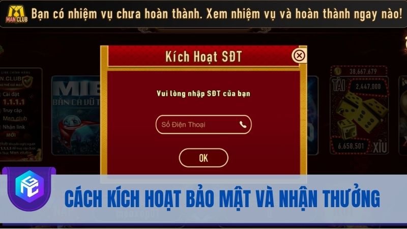 Cách kích hoạt bảo mật và nhận thưởng tân thủ trên Man Club